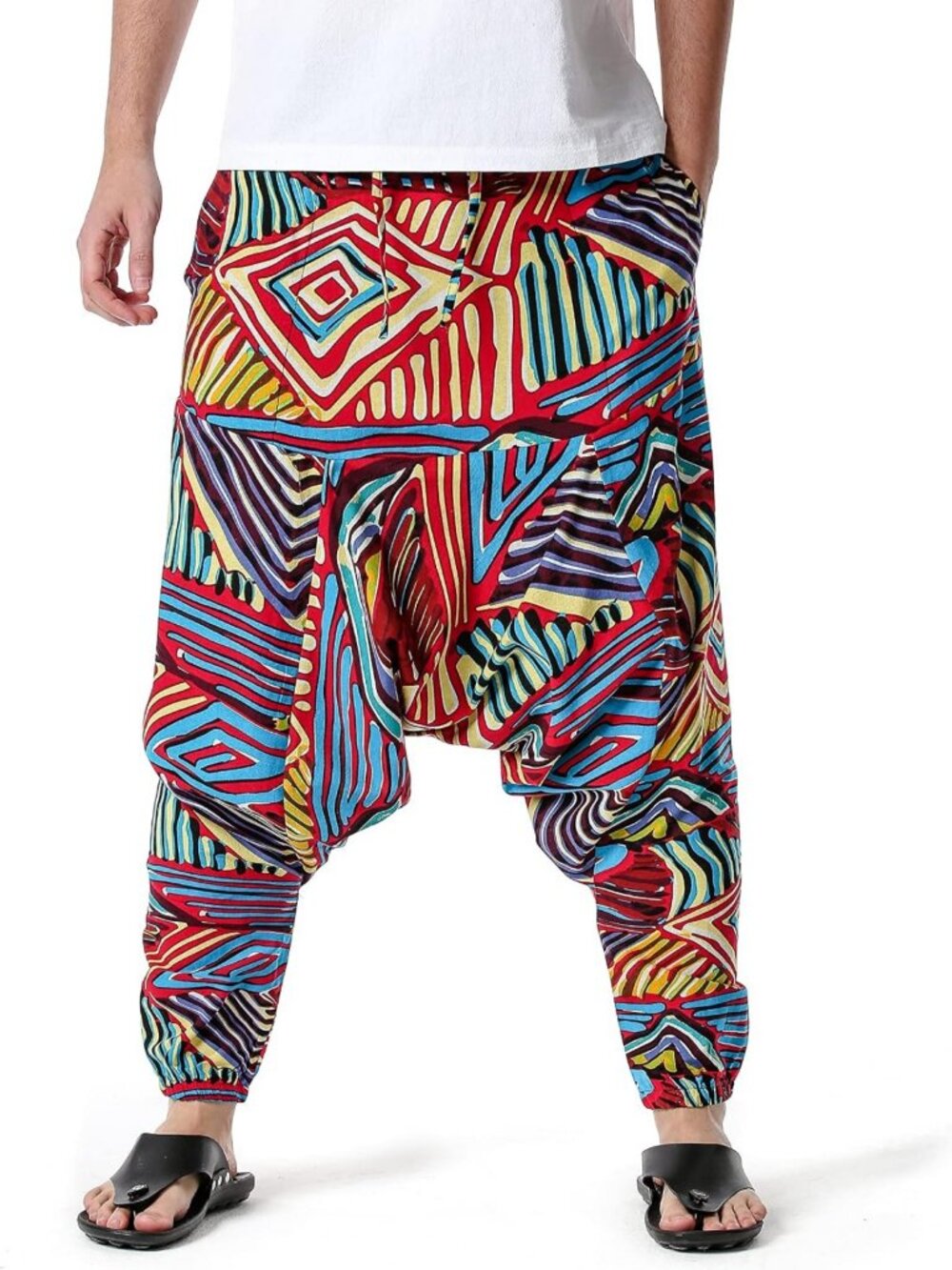 Unisex Cotton Baggy Harem Pants - Funky Printed Plus Size Yoga Trousers